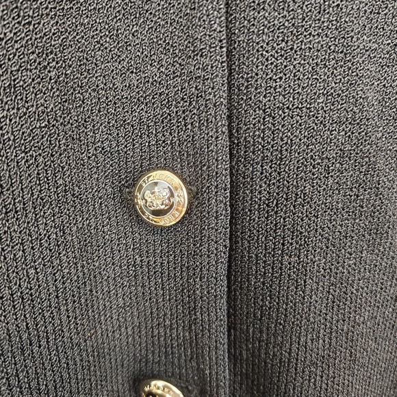 St. John Basics Mock Neck Button Up Padded Knit Cartigan Logo Buttons Size 6 - Picture 5 of 10